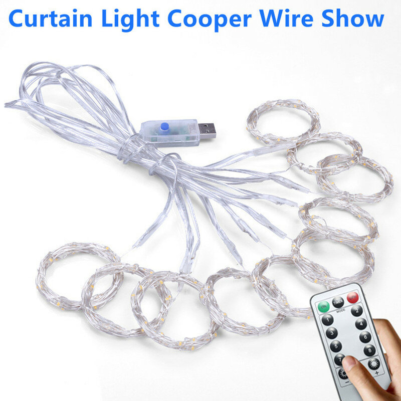Lámpara de cortina de alambre de cobre Led con Control remoto, cadena de luces navideñas con Usb, luces de Color ambiental para habitación de niñas