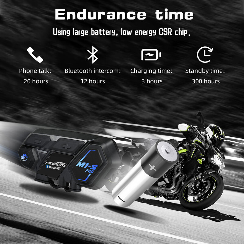 Fodsports 2pcs M1-S Pro casco de motocicleta intercomunicador auricular bluetooth 8 rider 2000m intercomunicador impermeable inalámbrico BT intercomunicador, bluetooth 5.0,Aprobado por la UE, certificado CE.