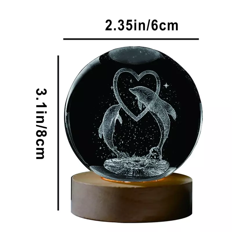 3D Dolphin Crystal Ball Color night light,Birthday girlfriend classmate wife children christmas Valentine's Day  gift