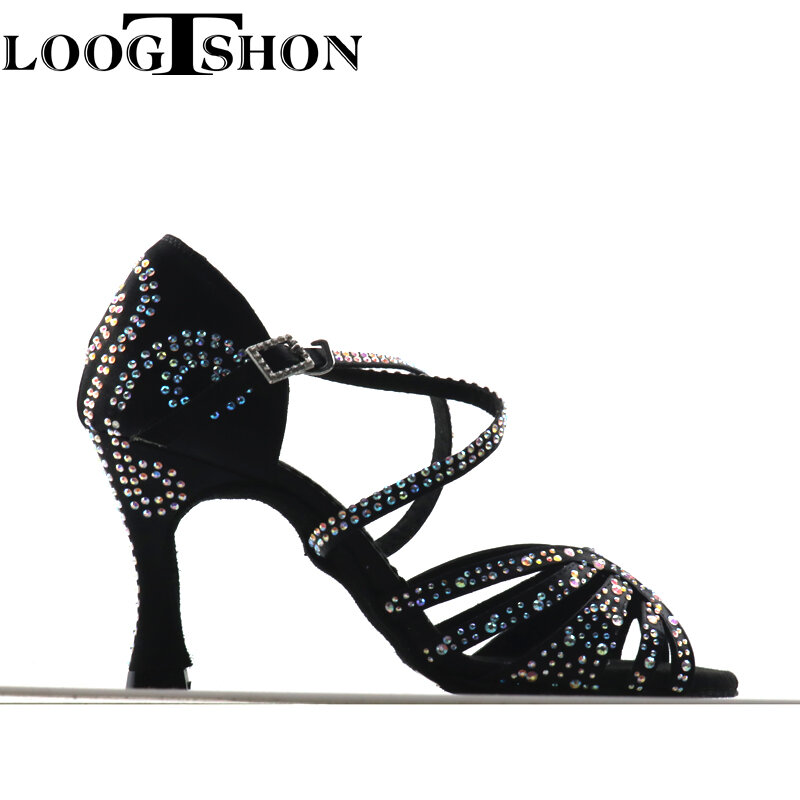 Zapatos de baile latino con diamantes de imitación para mujer, calzado profesional de tacón alto de 10CM, suave, Samba, Lumba, Chacha, para salón de baile, 2020