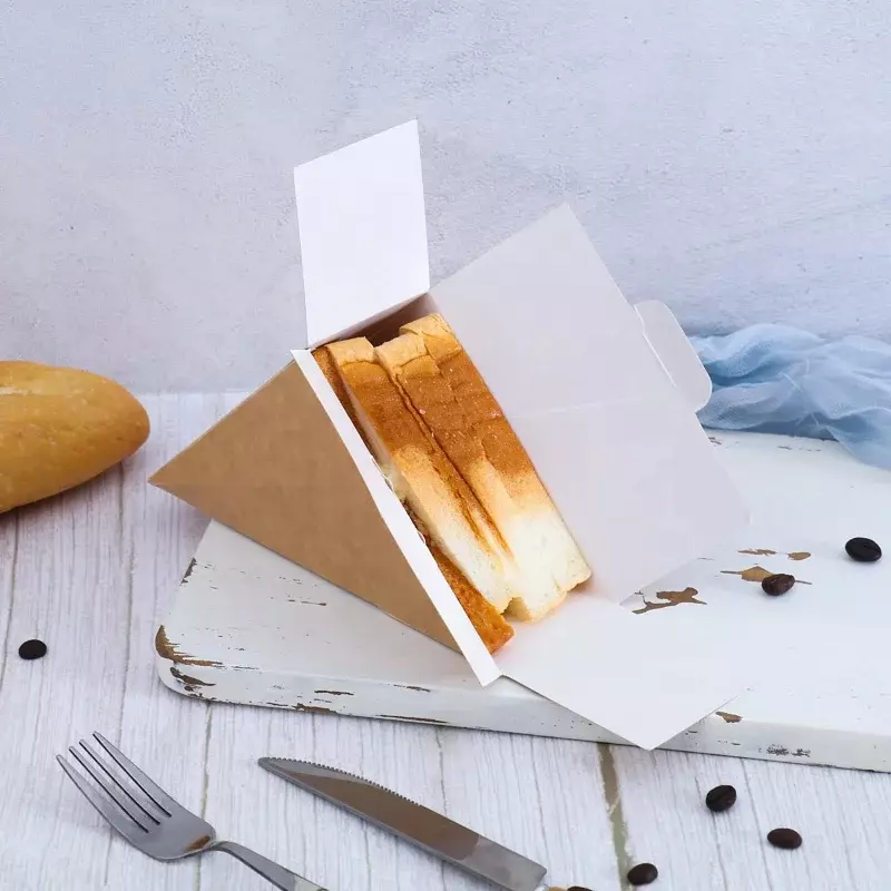 Op Maat Gemaakte Productcustom Ontwerp Kraftpapier Wigvormige Sandwich Doos Met Venster