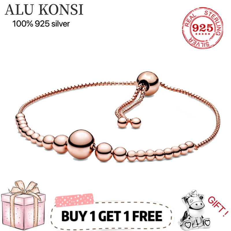 Alu Konsi Luxe Originele 100% 925 Sterling Zilveren Slangenketting Pan Armband Voor Vrouwen Mode Authentieke Diy Charme Sieraden