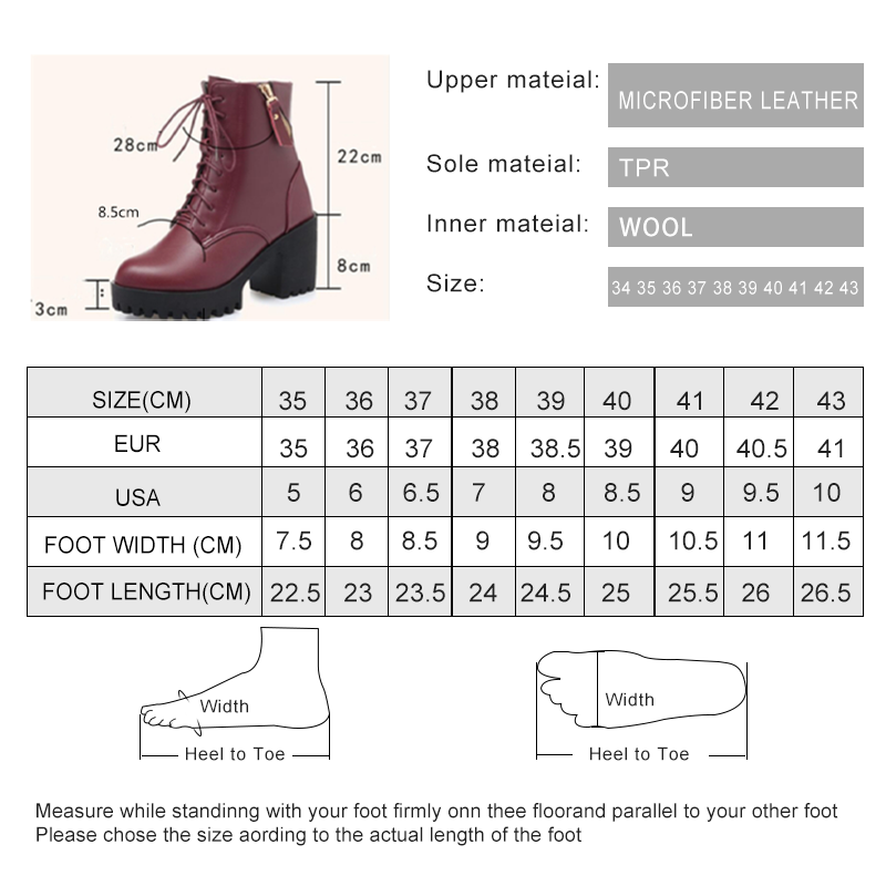 AIYUQI-Botas de piel auténtica para mujer, zapatos de tacón alto y grueso con plataforma, de lana cálida, color rojo, para boda, invierno, 2024