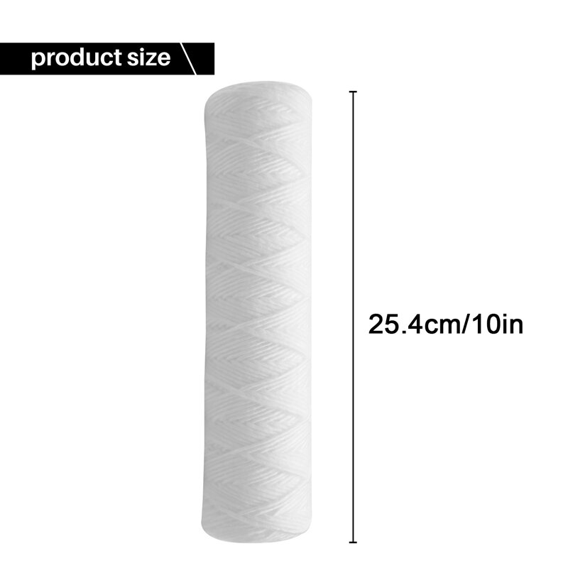 10 Micron 10 Inch X 2.5 Inch String Wound Sediment Water Filter Cartridge Whole House Sediment Filtration, Universal Replacement