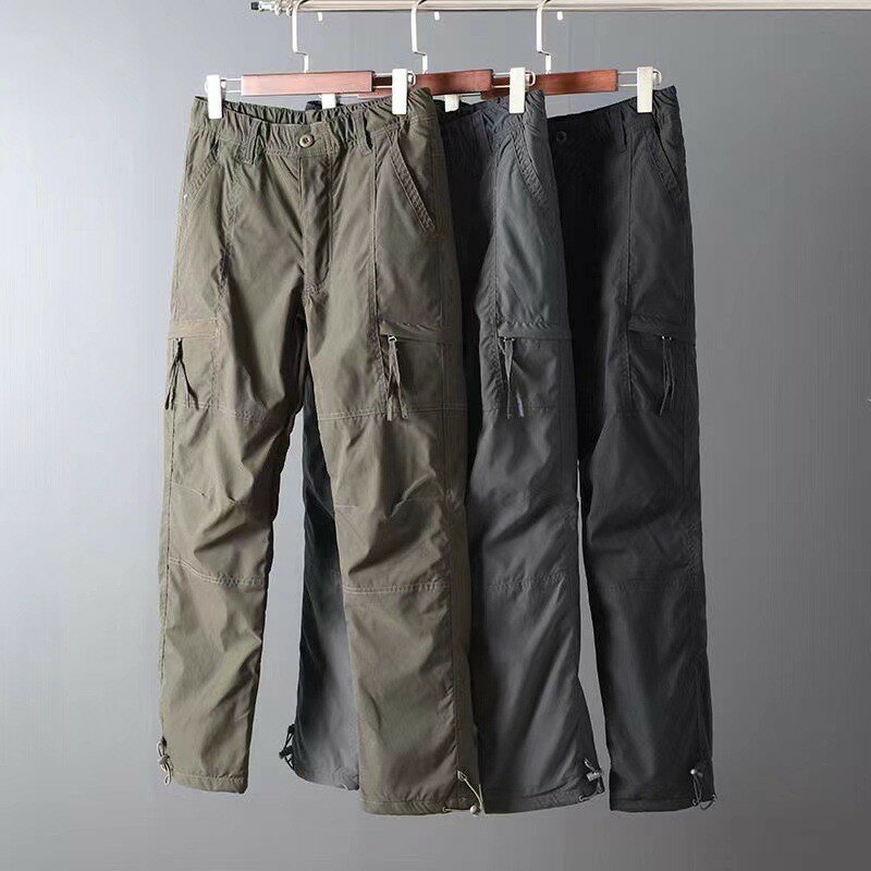 Outdoor Tactical Pants Men Thin Breathable Quick-drying Multi-pocket Trousers+Fleece Windproof Waterproof Cargo Pants Unisex 6XL