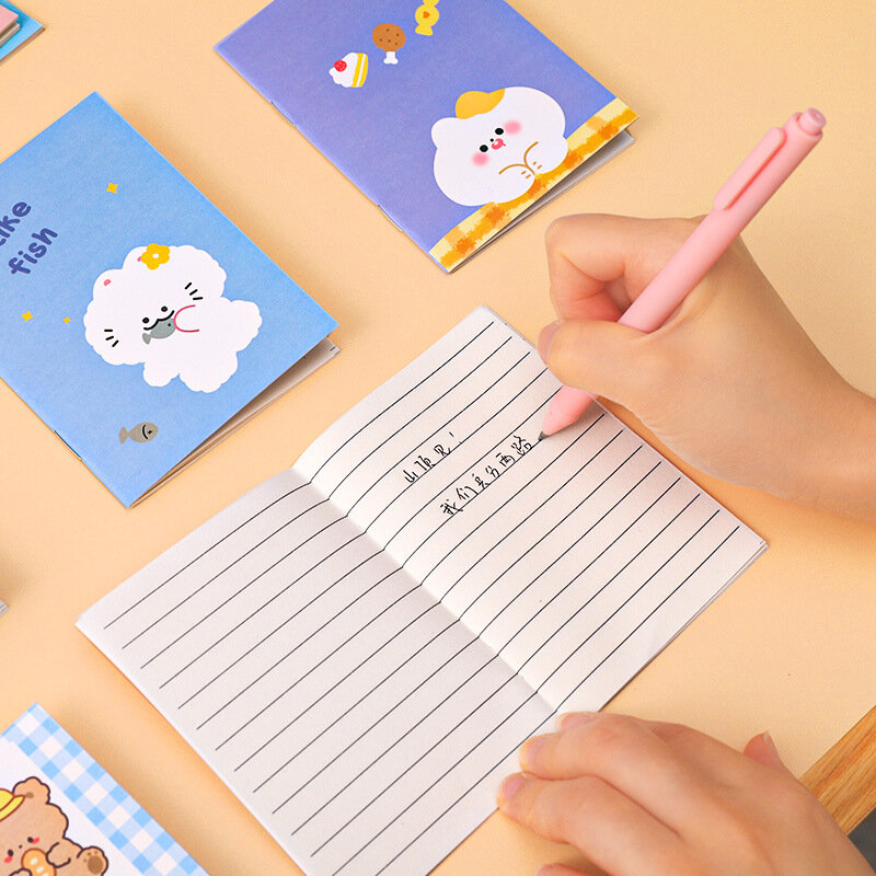 Mini Notebook Portátil para Crianças, Notepad do Estudante, Papelaria Coreana, Livro Pequeno dos Desenhos Animados, 64K, 1Pc