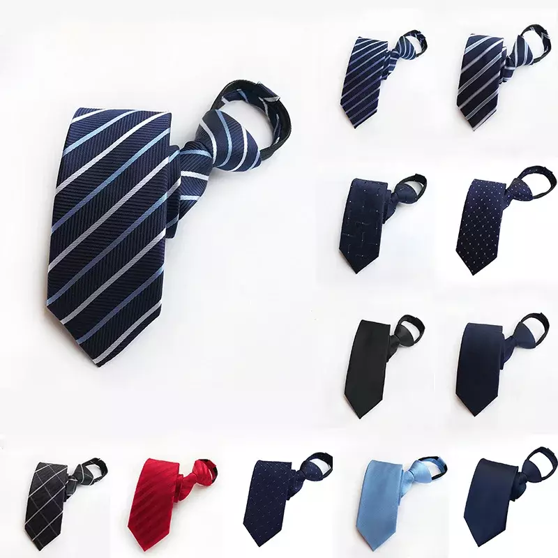 Corbata perezosa de 8cm para hombre, uniforme con cremallera fácil, grupo de seguridad, vestido de negocios, Corbatas profesionales, accesorios de regalo, 24 colores