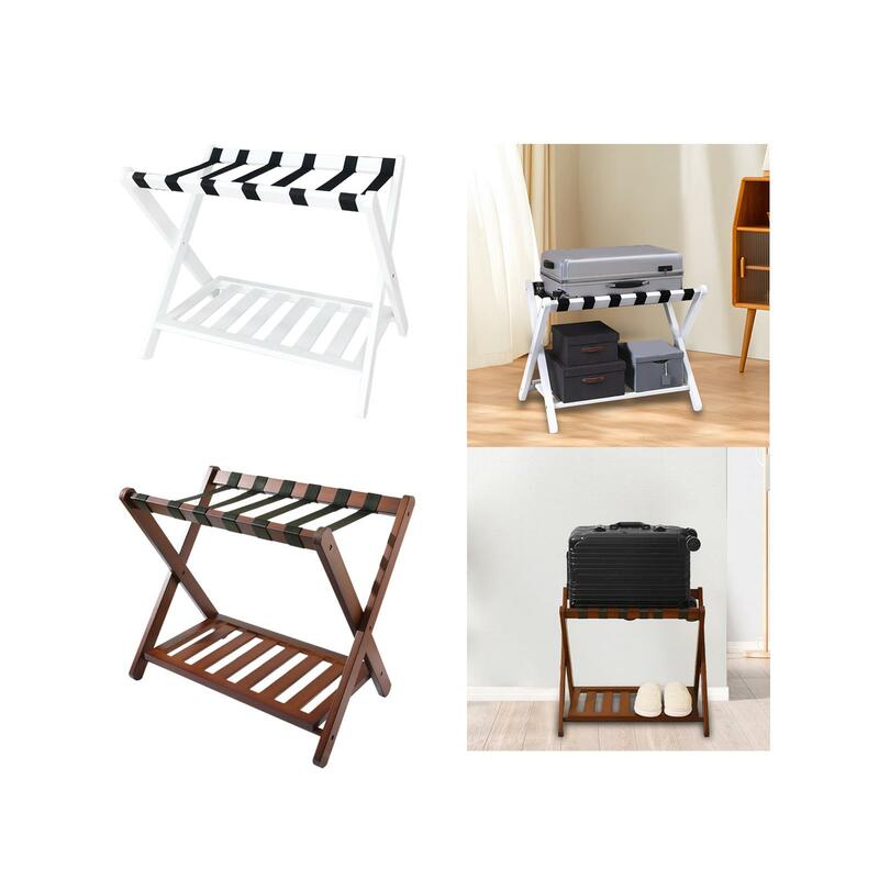 Guest Room Bamboo Foldable Luggage Rack Convenient 68x45x55cm Multipurpose x Shaped Construction Stylish Durable Storage Shelf