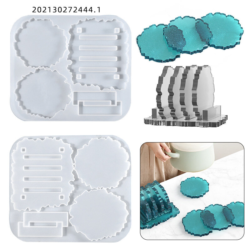 Coaster Silikon Mold Set DIY Kristall Epoxy Harz Mold Lagerung Küche Anti-Verbrühen Wärmedämmung Pad Hause Desktop Dekoration