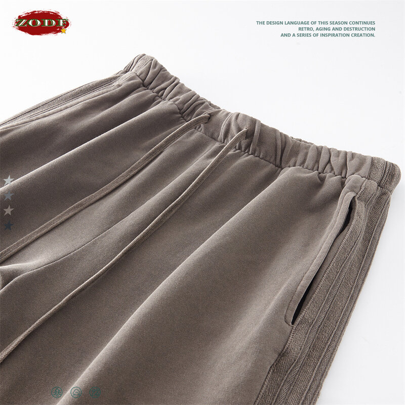 ZODF-Calças retas lavadas masculinas, calças unissex High Street, streetwear de grandes dimensões, outono e inverno, 450gsm, HY0626, 2023