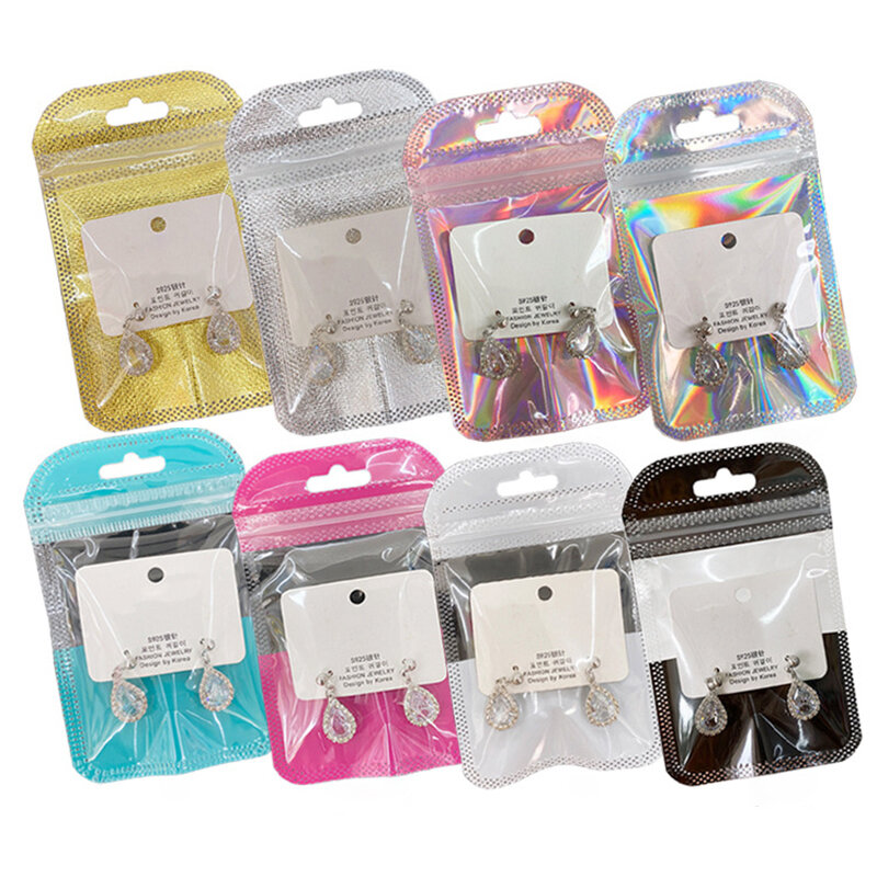 7x11cm Resealable OPP Bags Clear Thicken Plastic Self Sealing Pouch Hang Hole bag for Jewelry Earring Necklace Display Packaging