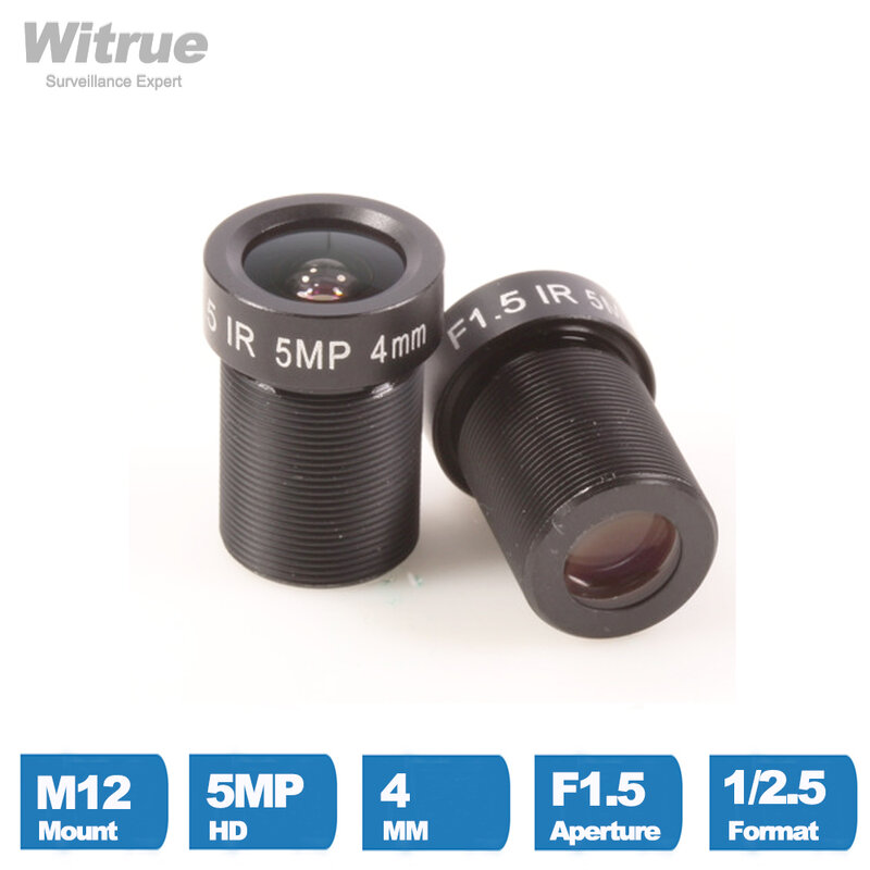 Witrue – lentille de vidéosurveillance Starlight M12 HD 5MP 4MM F1.5 1/2.5 métal IR couleur pour la Surveillance des caméras de sécurité