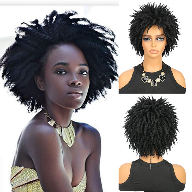Parrucche ricci crespi corte per le donne parrucca Afro crespi ricci riccio parrucca sintetica naturale Afro riccia Cosplay uso resistente al calore