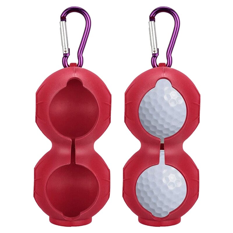 2 Pack Golf Ball Holder Soft Silicone Clip Red With Aluminum Hook Golf Accessories