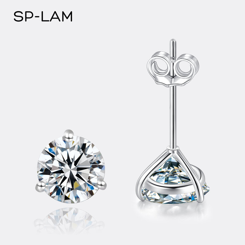 SP-LAM Moissanite Stud Earrings Women Sterling Silver 925 Classic Style Korean Fashion Small Earring Pendientes Cерьги Gift