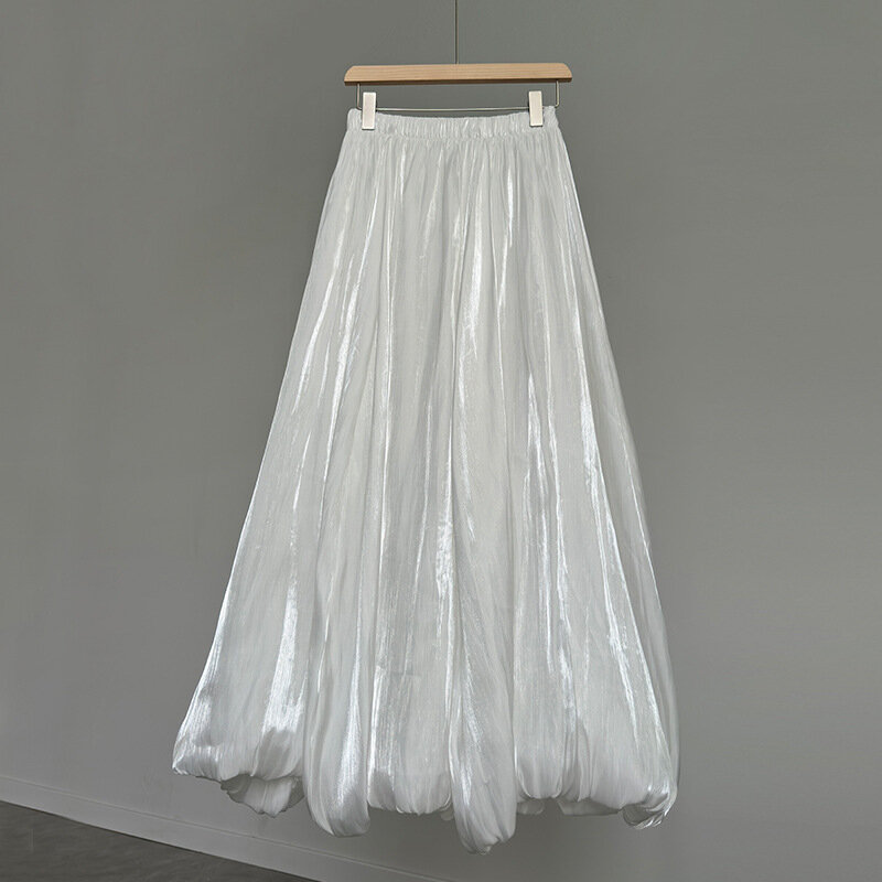 Moda damska jednolity kolor plisowana spódnica wysoka talia linia długa spódnica
