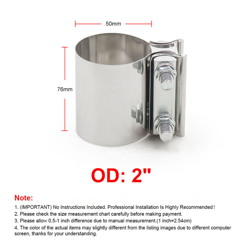 2/2.25/2.5/3/4 Inch Stainless Steel Universal Exhaust Pipe Connection Hoop Strong Steel Pipe Clamp Car Accessories