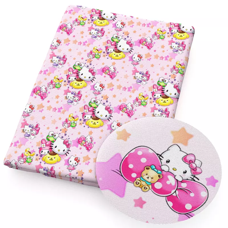 Tissu en coton uni imprimé Hello KITTY, 50x145cm, tissu patchwork de luxe pour pyjamas pour enfants