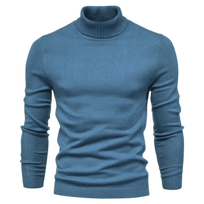 Suéter de gola alta de manga comprida masculino, manga cheia, músculo, macio, grosso, fácil cuidado, quente, inverno, novo