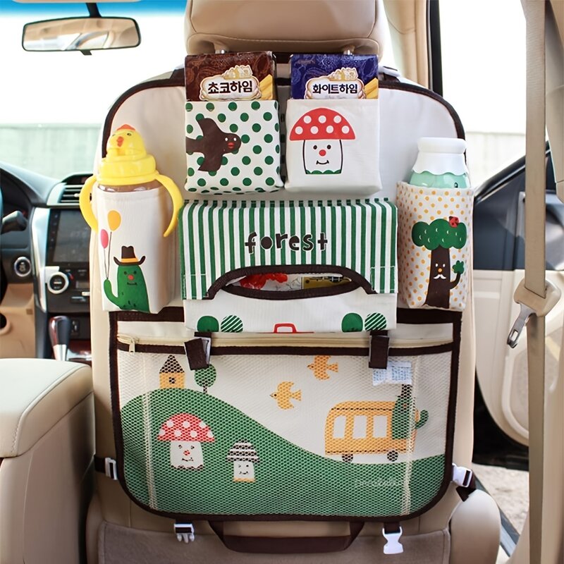 Мультяшная детская Автомобильная сумка, многофункциональная подвесная сумка большой емкости, детский органайзер для автокресла, дорожная коробка для малышей