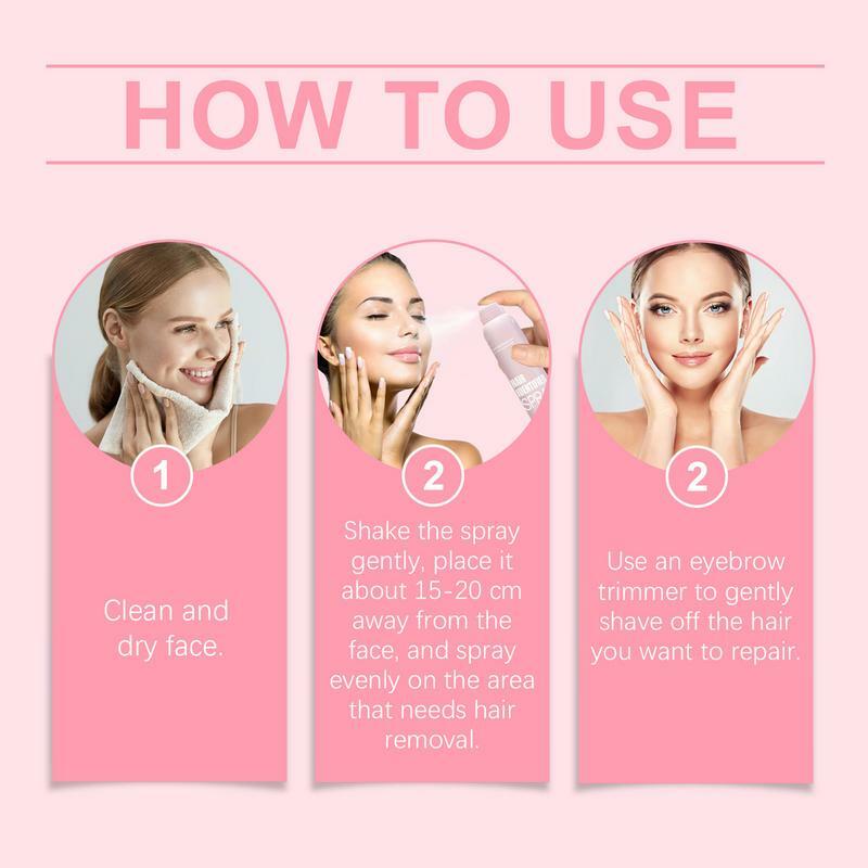 Spray de identificación de vello facial para mujer, afeitado facial indoloro, axila, inhibe el crecimiento del vello