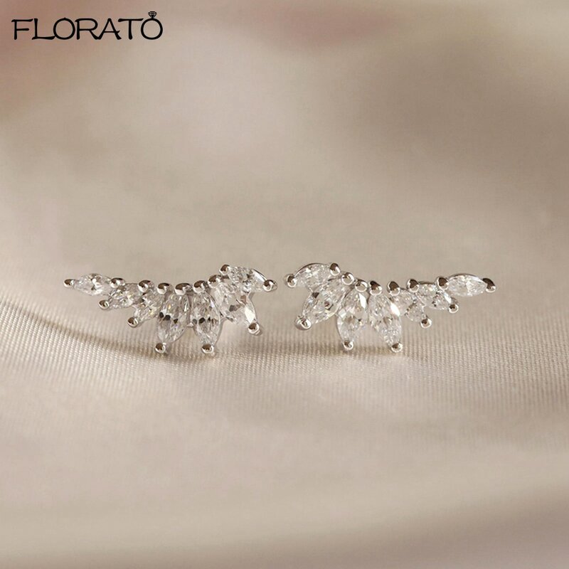 2024 New Fashion Wing Shaped Zircon Earrings 925 Sterling Silver Needle Small Earrings for Women Wedding Luxury Jewelry Gifts