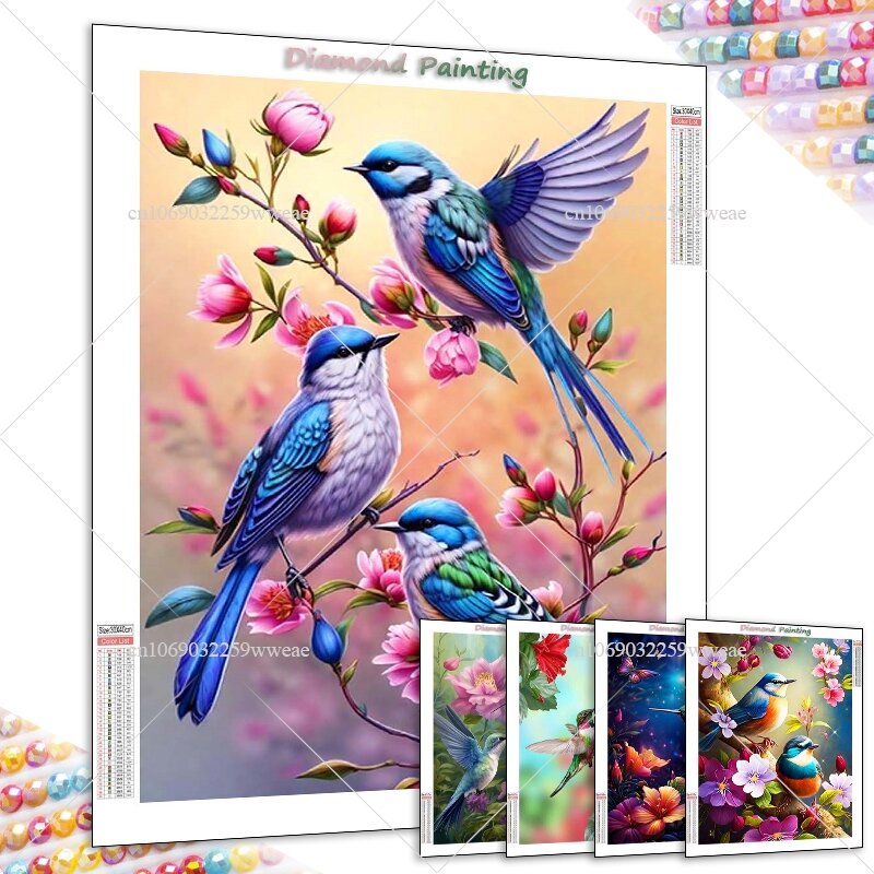 5D DIY Diamond Embroidery Bird Animal Full Square Drill Kits Nature Flower Painting 2024 Novelty Mosaic Cartoon Unique Gifts