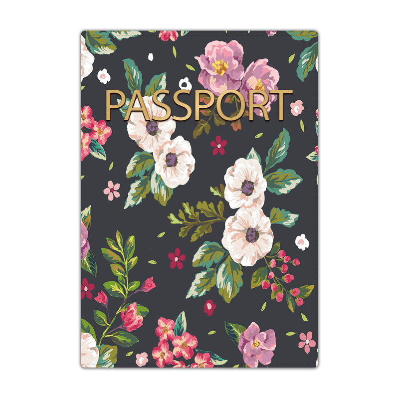 Обложка для паспорта из ПУ кожи, с цветами