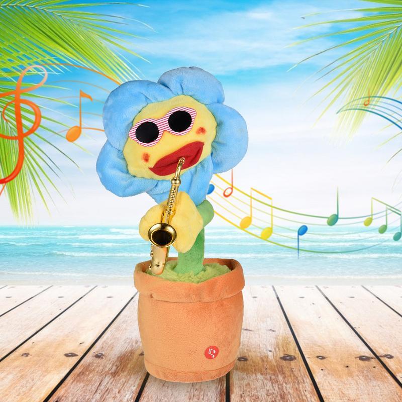 Mainan Listrik Bernyanyi dan Menari Bunga Saksofon Bunga Matahari 80 Musik dengan Lampu Jaring Selebriti Lucu Mainan Anak-anak Hadiah Perempuan