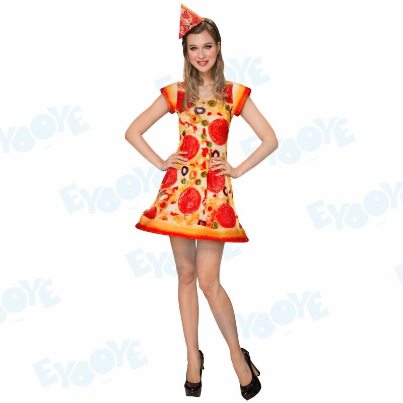 Kostum Cosplay Hamburger Pizza Ramping Babi Halloween Gaun Natal Penampilan Pesta Karnaval Pakaian Orangtua-anak