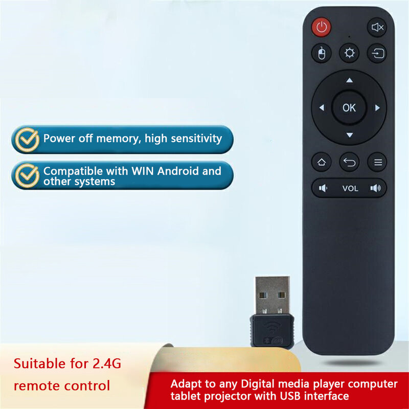 Control remoto para Smart Tv, caja superior sin necesidad de configurar Botón de rebote alto conservante, piezas de repuesto de agarre cómodo, Control remoto de 2,4g