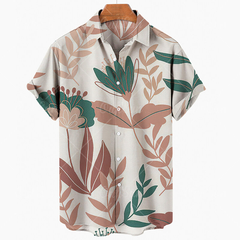 Letnie koszula hawajska dla mężczyzn 3D Retro wzór palmy z krótkim rękawem oddychająca odzież z casualowy wzór