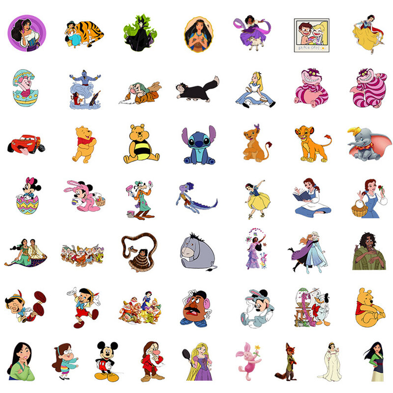 Disney-pegatinas de dibujos animados para niños, 10/30/50/100/200 piezas, pegatinas de princesa Micky, para portátil, monopatín, teléfono, coche, Graffiti, calcomanía, juguete