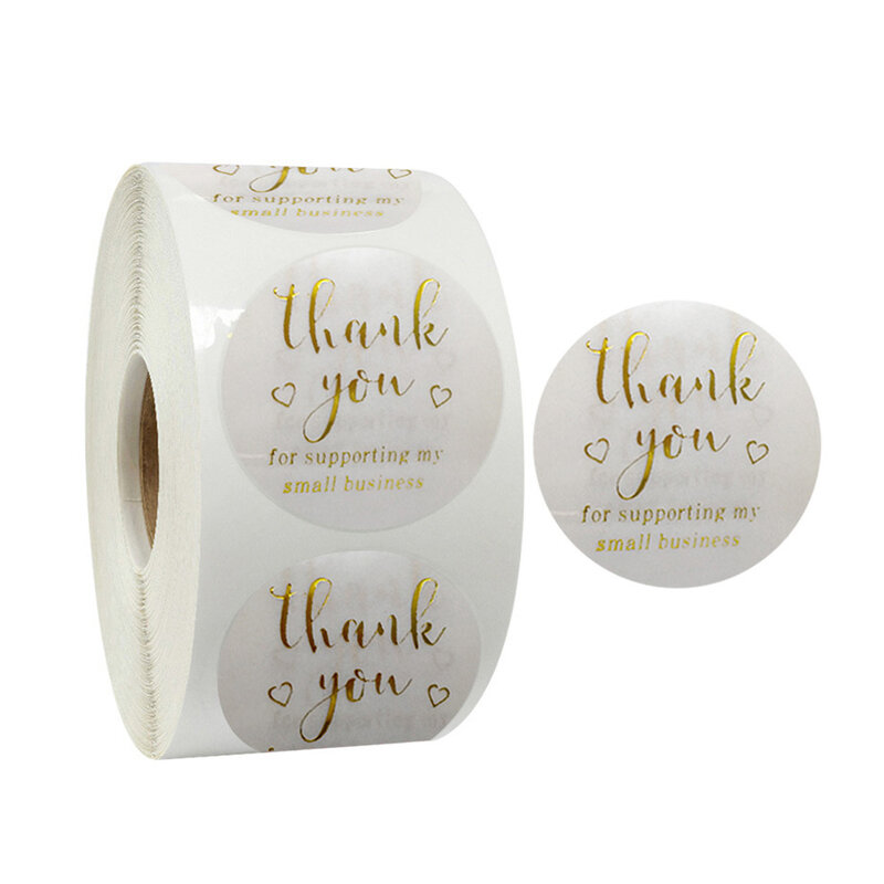 Pegatinas redondas transparentes de 50-500 piezas, sello de agradecimiento con diseño dorado, etiqueta adhesiva decorativa para regalo, suministros de papelería