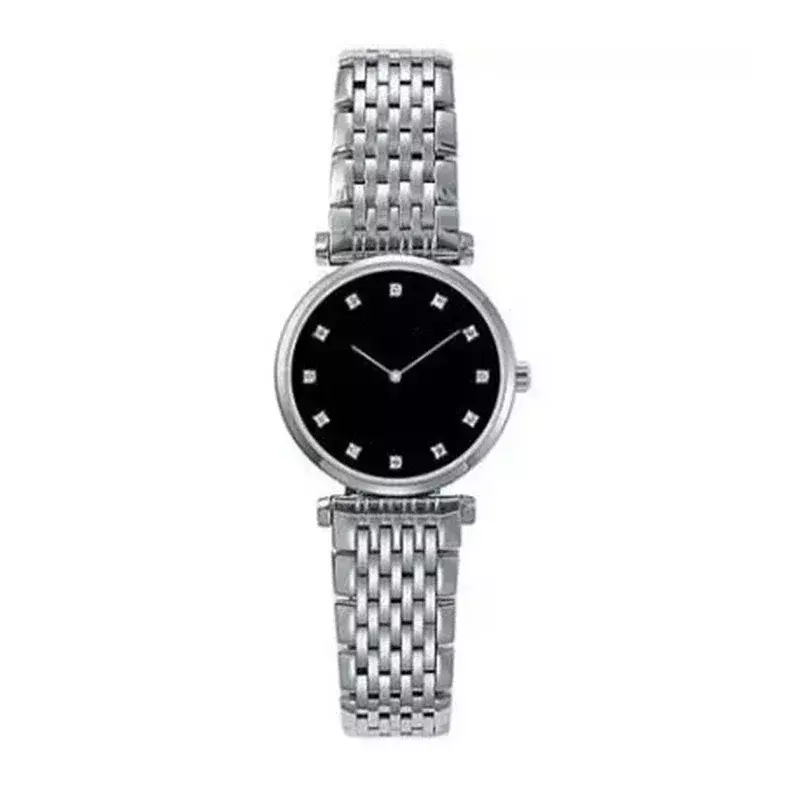 Jialan-Relógio Quartzo para Senhoras, Bracelete de Aço Inoxidável, Diamantes Placas Pretas, Vidro Safira Feminino, Moda Luxo, Novo