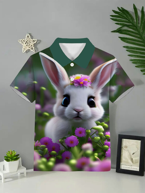 귀여운 동물 티셔츠, 3D 프린트, 새로운 모델, 여름 티셔츠, 어린이 캐주얼, 소년 소녀, 중립 폴로 셔츠