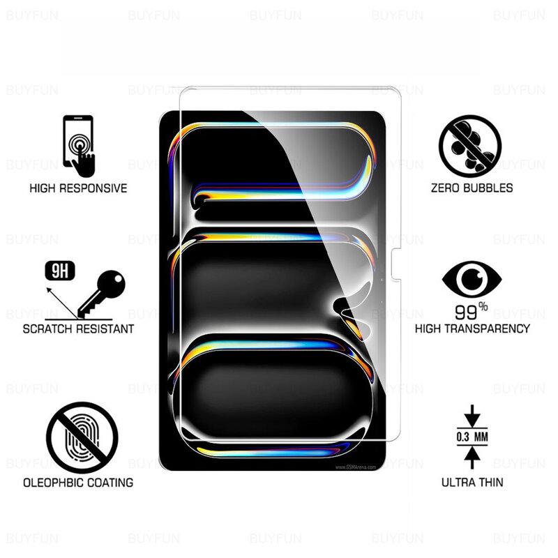 กระจกนิรภัยสำหรับ Apple iPad Pro 13นิ้ว7th ipadpro 5th Gen 2024 Air 11 6th ipadair A2926 A2903 A2837ป้องกันหน้าจอ A2899