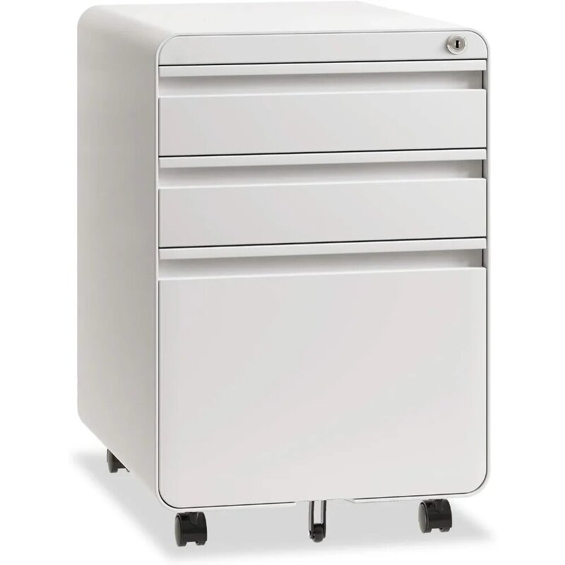 Шкафчик для файлов с 3 выдвижными ящиками, рандомный, для A4/юридических/писем, дизайн с защитой от наклона под столом