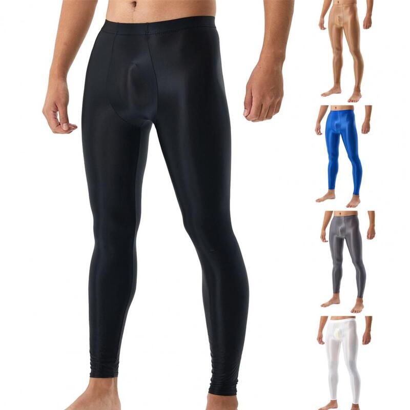 Elastyczne spodnie męskie jedwabiście gładkie dopasowane legginsy z wypukłym z gąbką uwypuklającą wysoka elastyczność oddychalność dla wygodne