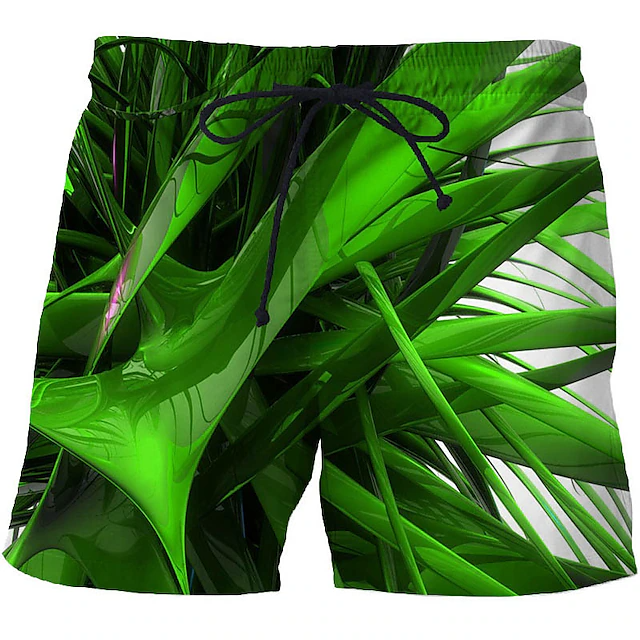 Pantalones cortos de baño con estampado 3D abstracto para hombre, bañadores de secado rápido con cordón, informales, hawaianos, para vacaciones, novedad