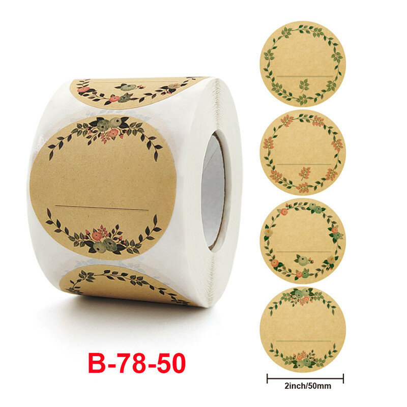 50mm odręczny kwiat Kraft naklejki papierowe spersonalizowany projekt pudełko na prezent plomby do etykiet naklejki na wesele urodziny