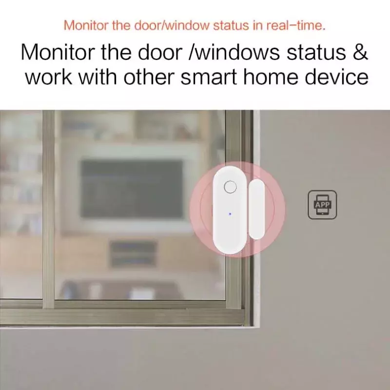 Tuya WiFi Door Sensor Window & Door Status Detector Linked Alarm With More Sensors APP Remote Reminder Low Power Alert