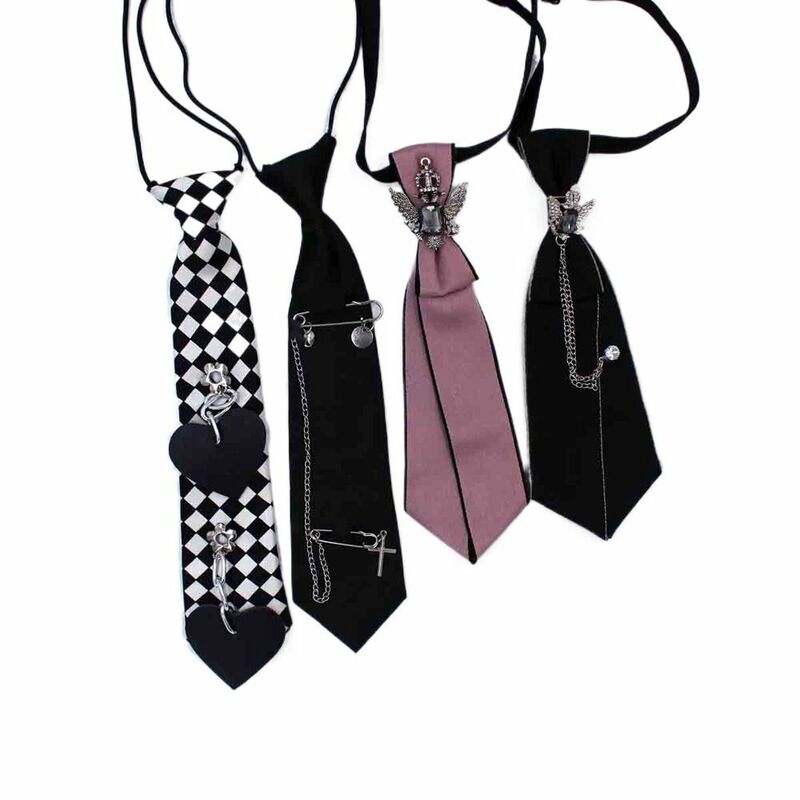 New Elegant JK Bow Tassel Chain Neckties Women Bowtie Men Crystal Wings Neck Ties Vintage School Bowties Uniform Neck Ties