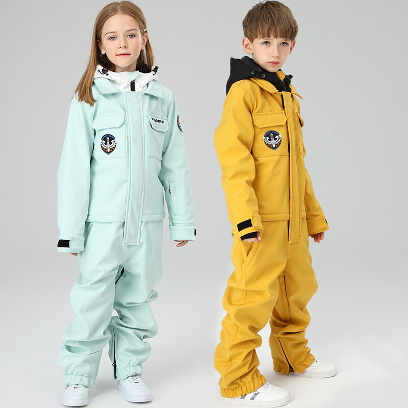 Children's Ski Suit Boys' And Girls' Work Cothes One-piece Ski Suit Winter Warm Jumpsuit Kids' Ski jacket Ski pants Equipment