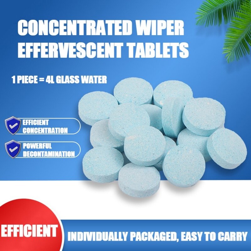50Pcs/set Windscreen Effervescent Tablets Car Windscreen Wiper Cleaning Solid Spray Cleaner Universal Automobile Accessories