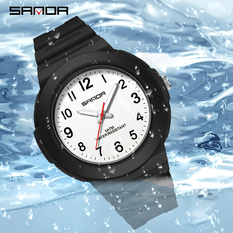 Электронные кварцевые часы Sanda 9051, классические универсальные водонепроницаемые и простые детские популярные студенческие мужские и женские часы