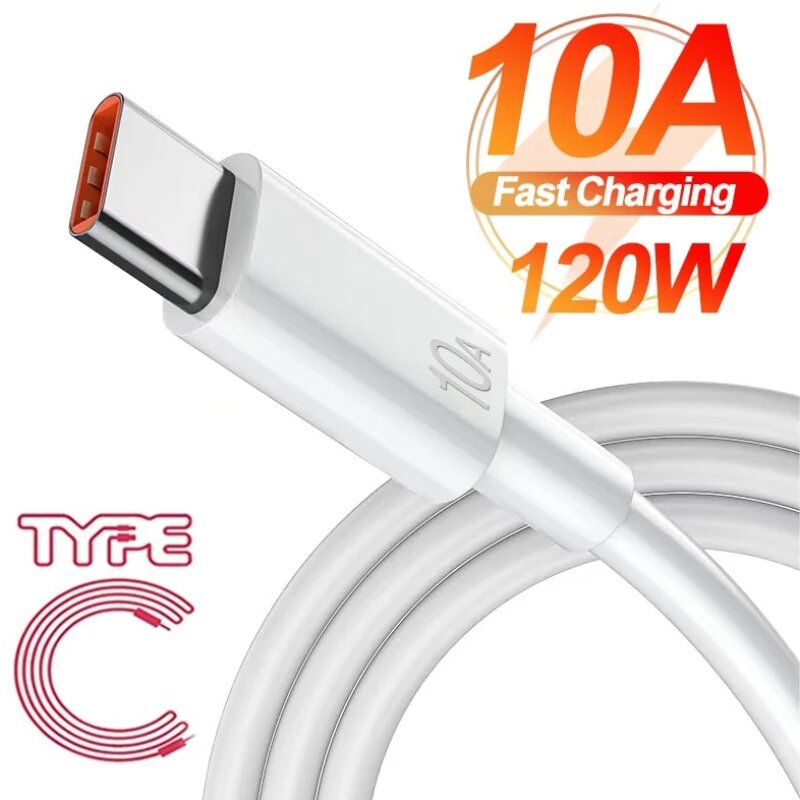 Câble de charge rapide de type C pour téléphone portable, fil de charge USB C, transfert de données, Huawei Mate 40 50, Xiaomi, Samsung, 10A, 120W