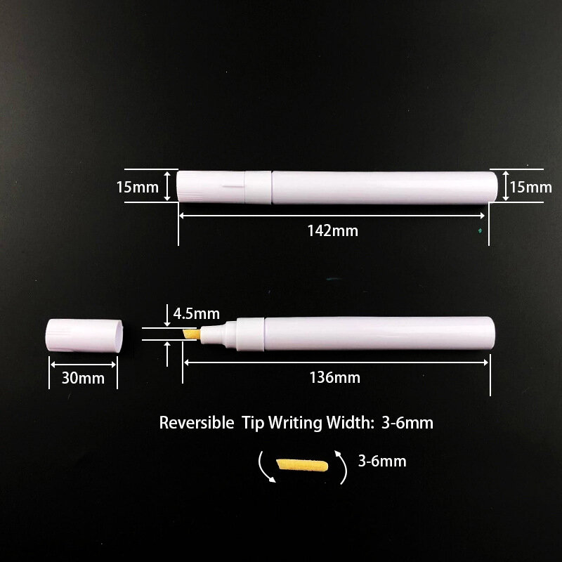 1 Stuks Duurzame Hervulbare Lege Pen Blanco 3-6Mm Dubbele Kop Omkeerbare Punt Fijne Punt Marker Aluminium Pijp Verf Pen Accessoires