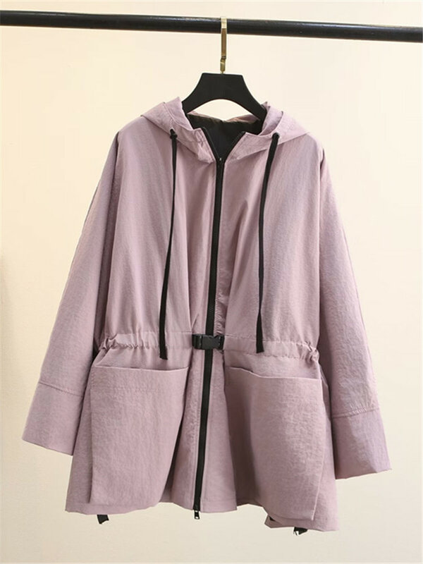 Plus Size odzież damska wiosna kurtka jesienny zapinana na zamek z kapturem bardzo duża rozmiar wiatrówki z biustem rozmiar 200CM rozpinany sweter