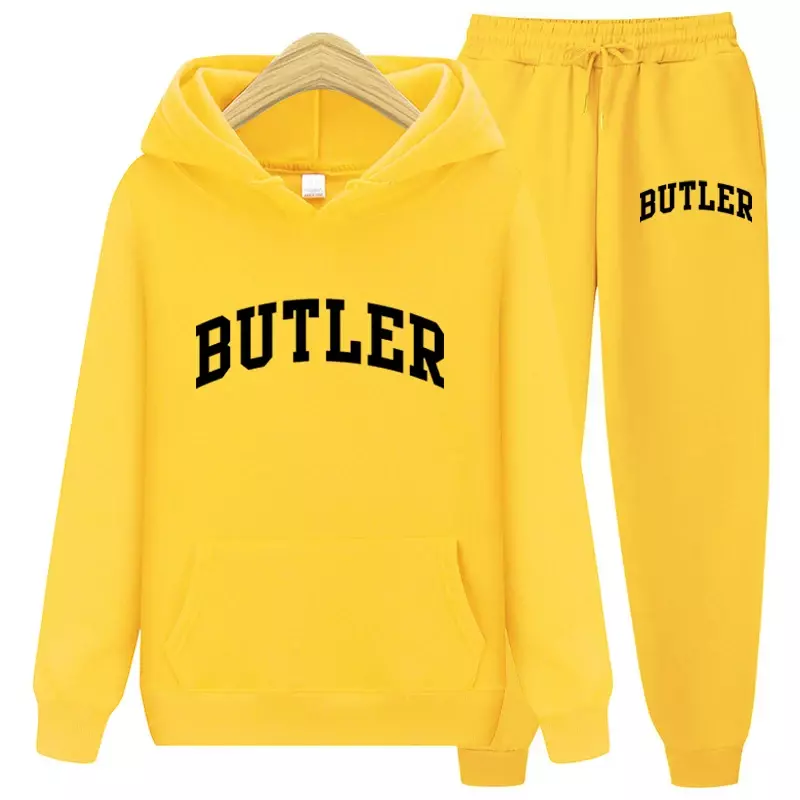 2024 Men's BUTLER Letter Printing Two Piece Sets Running Hoodie Sweatpants Mens Suit 2PK Autumn Winter Casual Woolen Sportswear